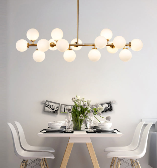DecorBites™ Modern Gold Island Pendant Lighting with 16 Lights - Spherical Glass Ceiling Light for Living Room