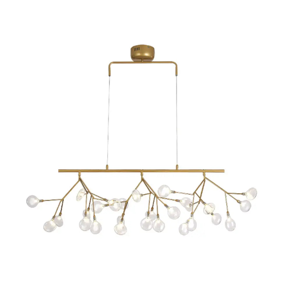 DecorBites™ 27-Bulb Island Light Brass Finish Hanging Lamp with Glass Shade - Minimalist Branch Design