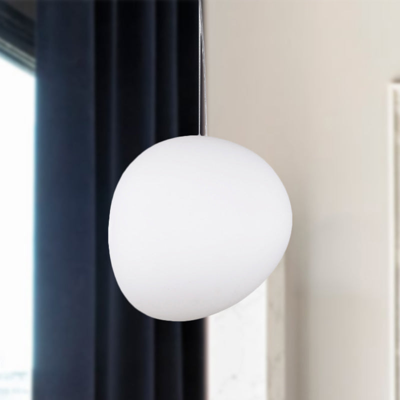 DecorBites™ White Glass Oval Ceiling Pendant Light - 6"/9"/12.5" Wide - Simple Style - 1 Light Hanging Lamp Kit