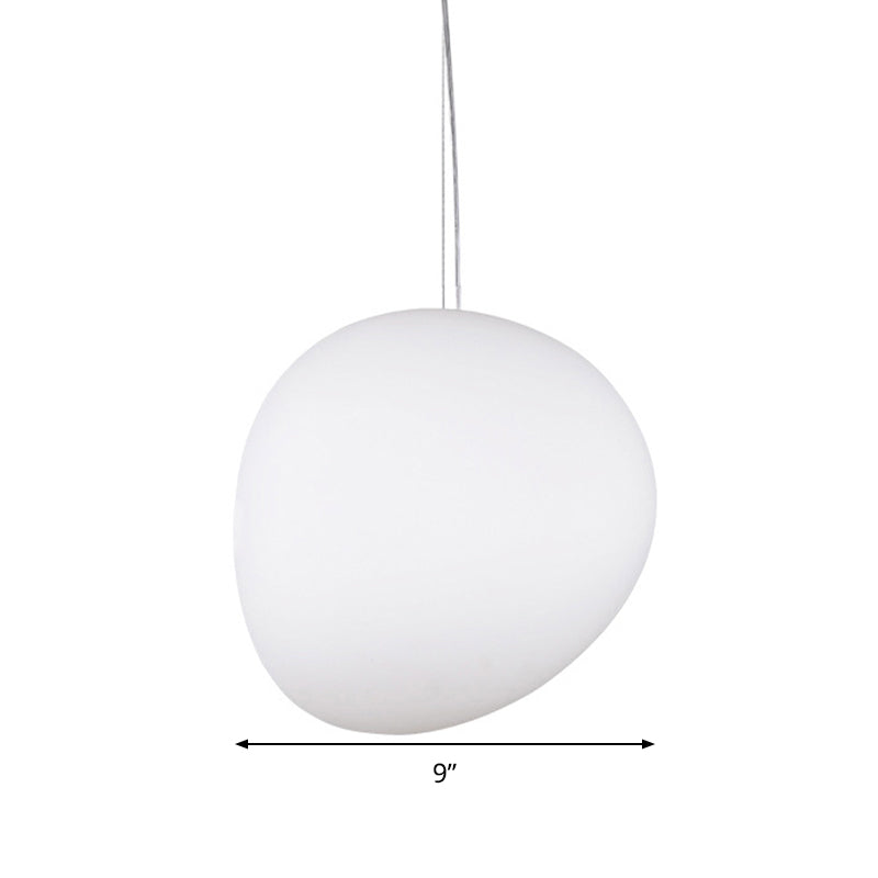 DecorBites™ White Glass Oval Ceiling Pendant Light - 6"/9"/12.5" Wide - Simple Style - 1 Light Hanging Lamp Kit