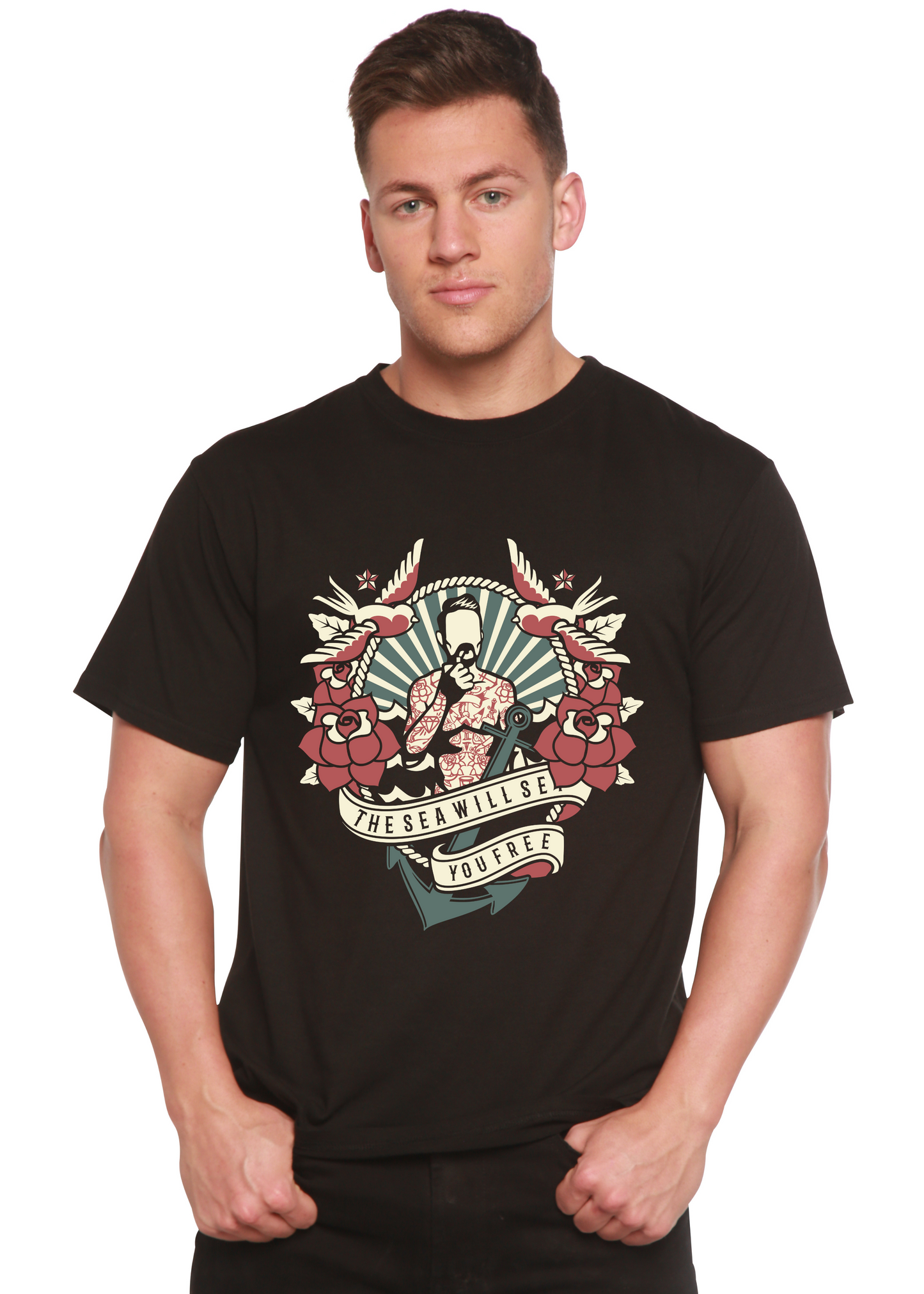 The Sea Will Spun Bamboo® Men's Bamboo Viscose/Organic Cotton Short Sleeve Graphic T-Shirt