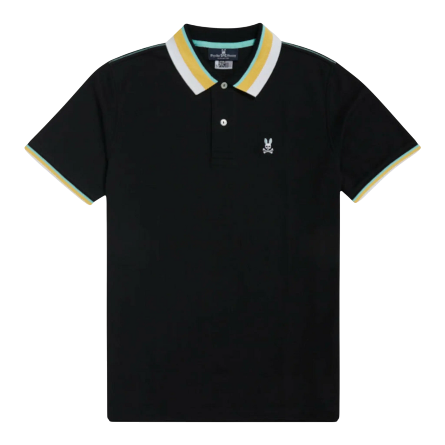 Psycho Bunny Oliver Neon Tipped Polo Men Big and Tall Shirt Black