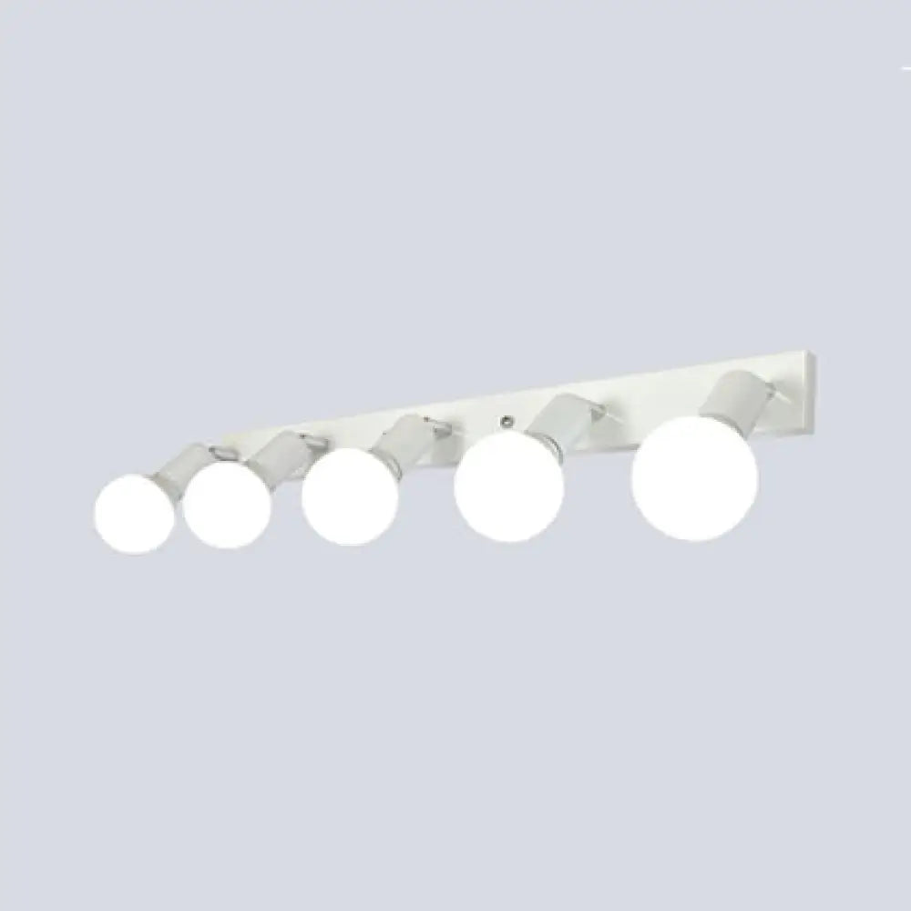 DecorBites™ 3/4-Head Bedroom Vanity Wall Sconce in Simple Metal Finish with Exposed Bulb - Black/White