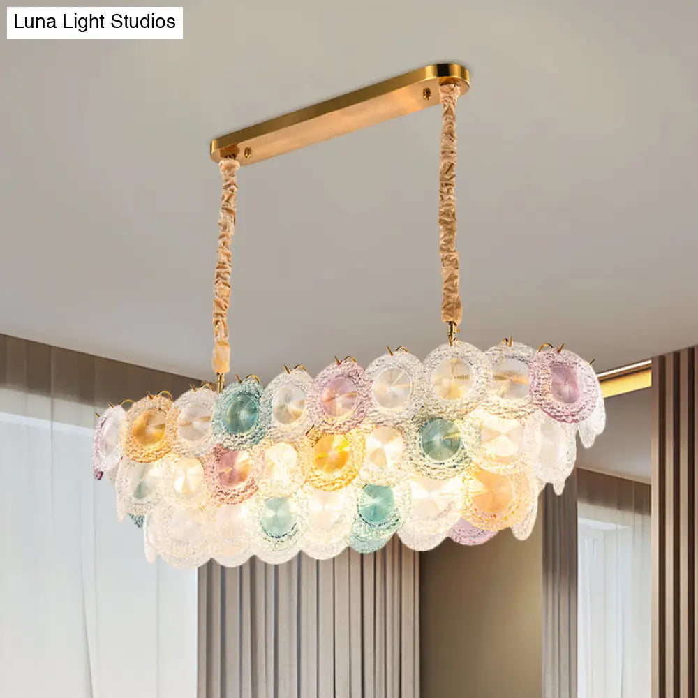 DecorBites™ 3-Tier Stained Glass Billiard Light - Modern Island Chandelier (14 Lights) for Hotel and Restaurant