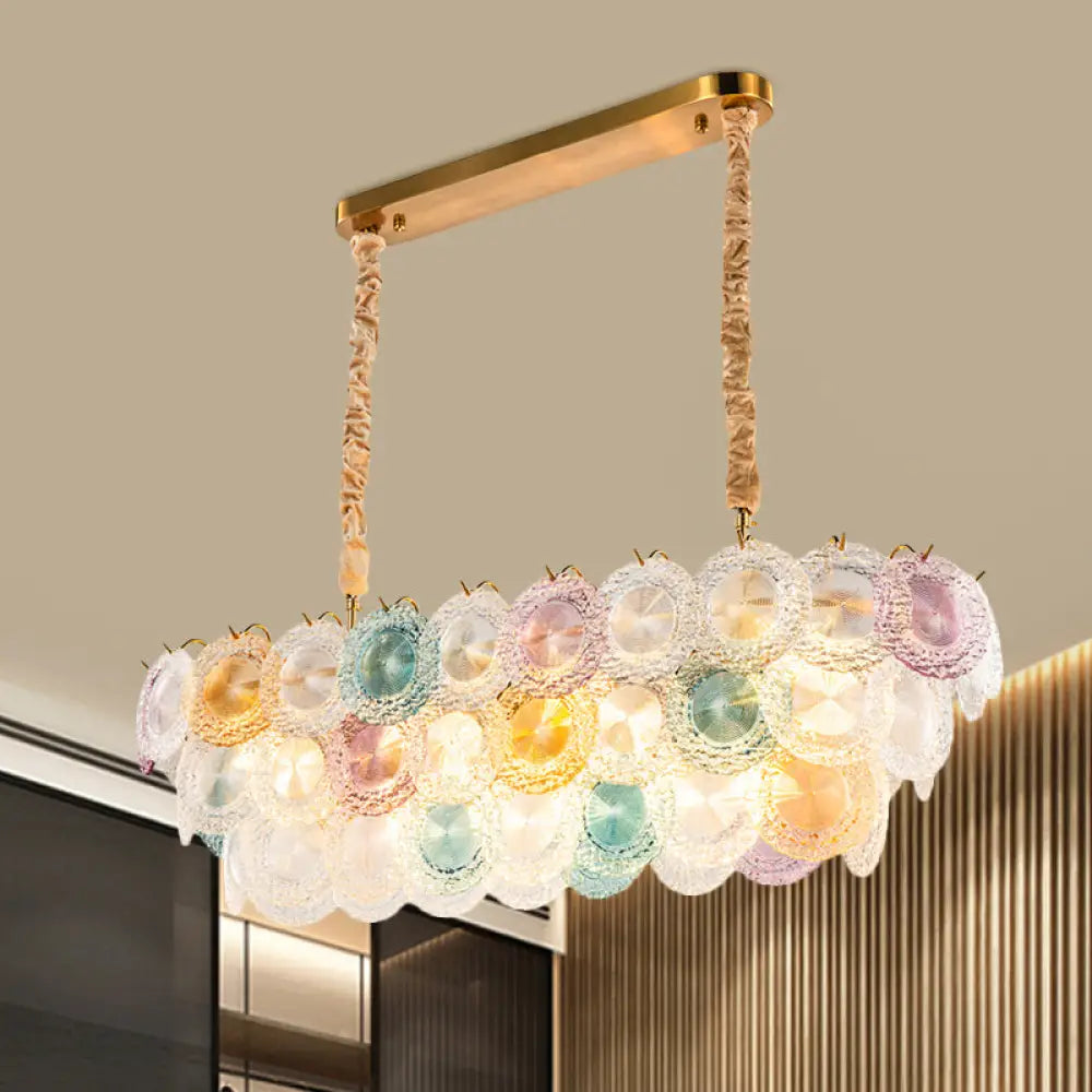 DecorBites™ 3-Tier Stained Glass Billiard Light - Modern Island Chandelier (14 Lights) for Hotel and Restaurant