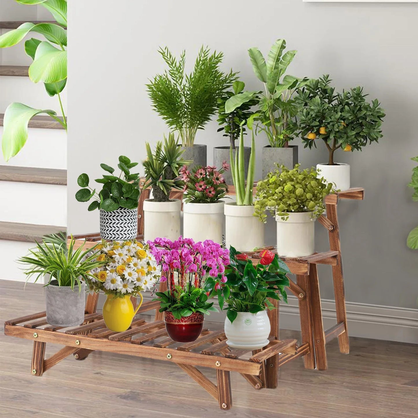 DecorBites™ 3 Tier Wood Ladder Plant Stand