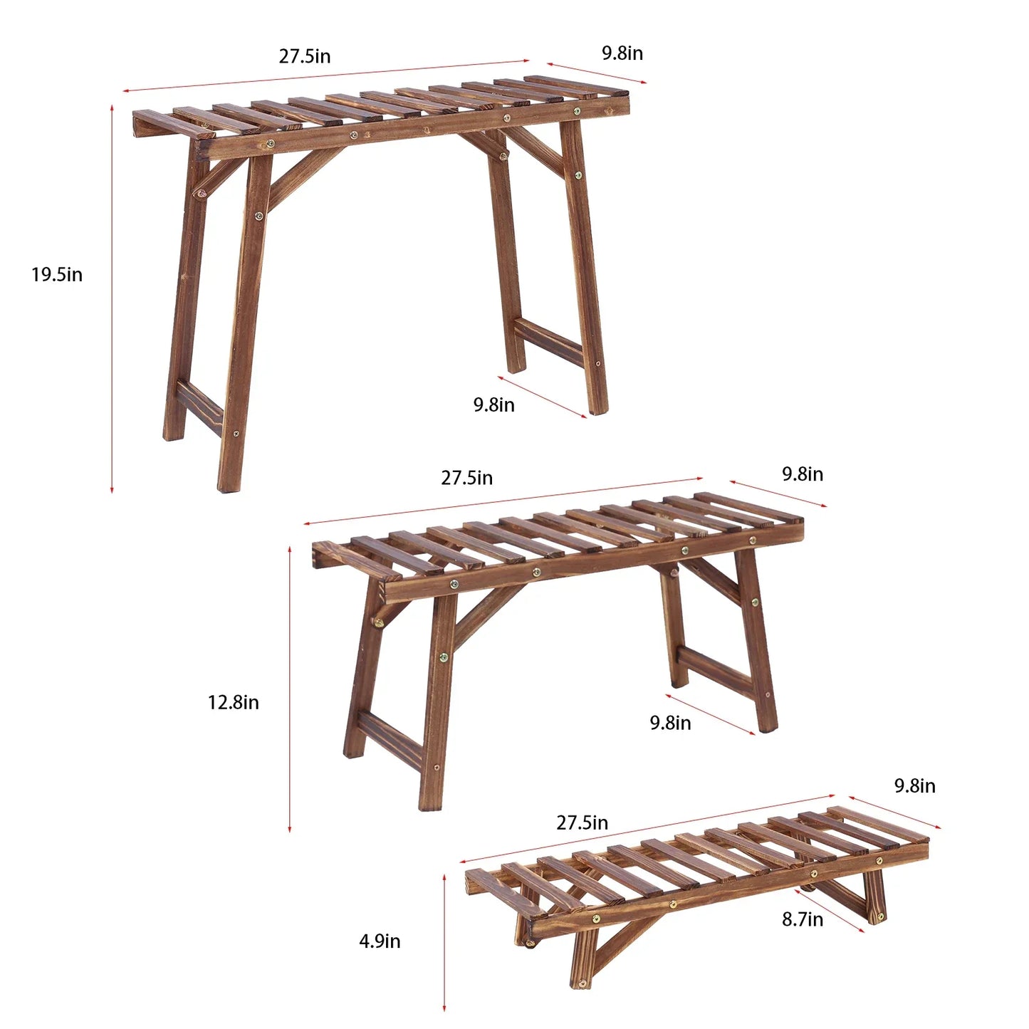 DecorBites™ 3 Tier Wood Ladder Plant Stand