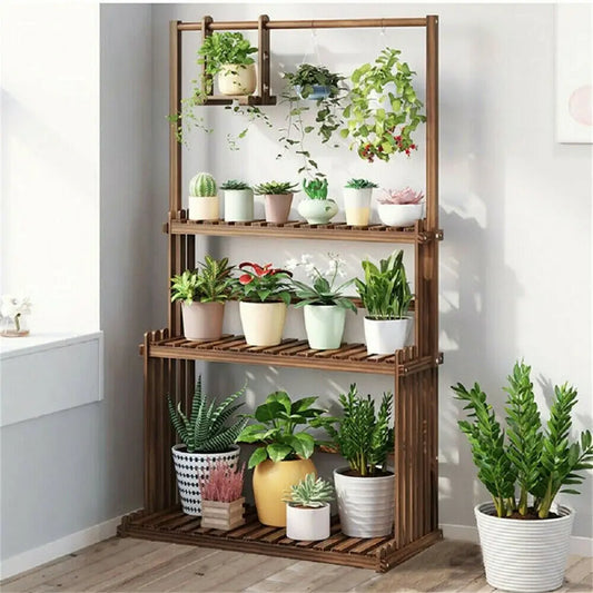DecorBites™ 3-Tier Wooden Hanging Plant Stand