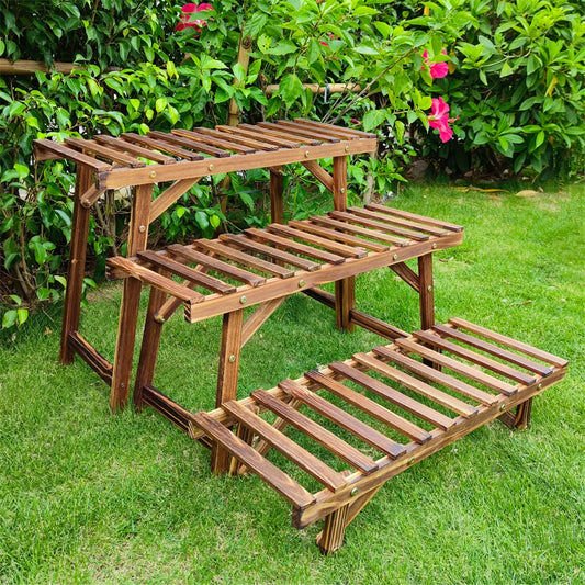 DecorBites™ 3 Tier Wooden Plant Stand Shelf