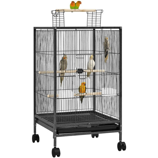 DecorBites™ 31" Wheeled Open Top Bird Cage for Parrots