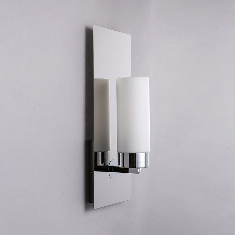 DecorBites™ Modern Opal Glass Tube Wall Sconce Light with Chrome Finish and Metal Backplate