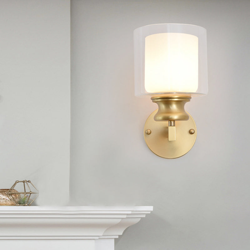 DecorBites™ Contemporary Brass Wall Mounted Light Fixture for Living Room - Armed Sconce with Metal Frame & 1 Bulb