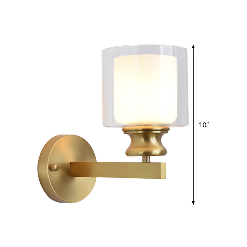 DecorBites™ Contemporary Brass Wall Mounted Light Fixture for Living Room - Armed Sconce with Metal Frame & 1 Bulb