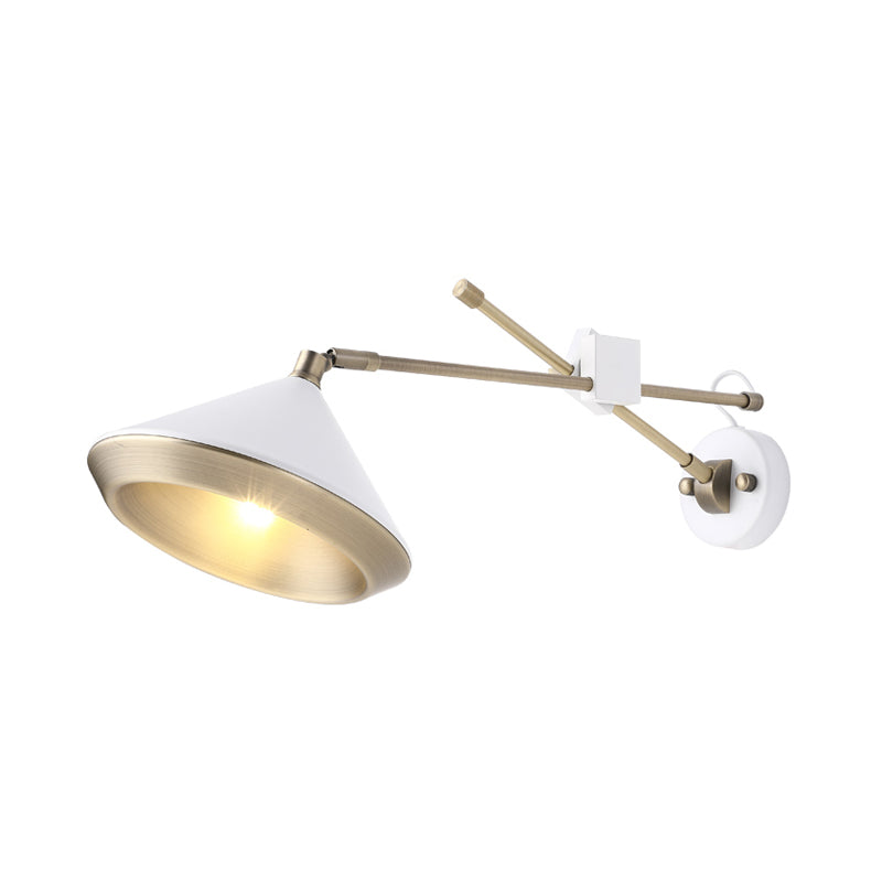 DecorBites™ Adjustable Metal Sconce: Modern Wall Light with Flared Design and 1-Bulb Capacity in White/Black