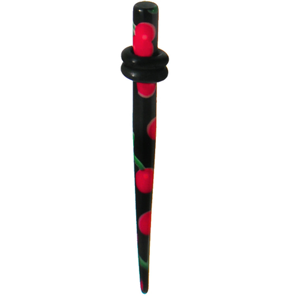 8G Black Acrylic Red Cherry Logo Taper