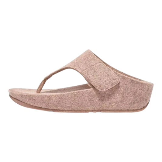 FitFlop Shuv E01 FR7-137 Women Toe-Post Sandals Beige Adjustable Felt Comfort