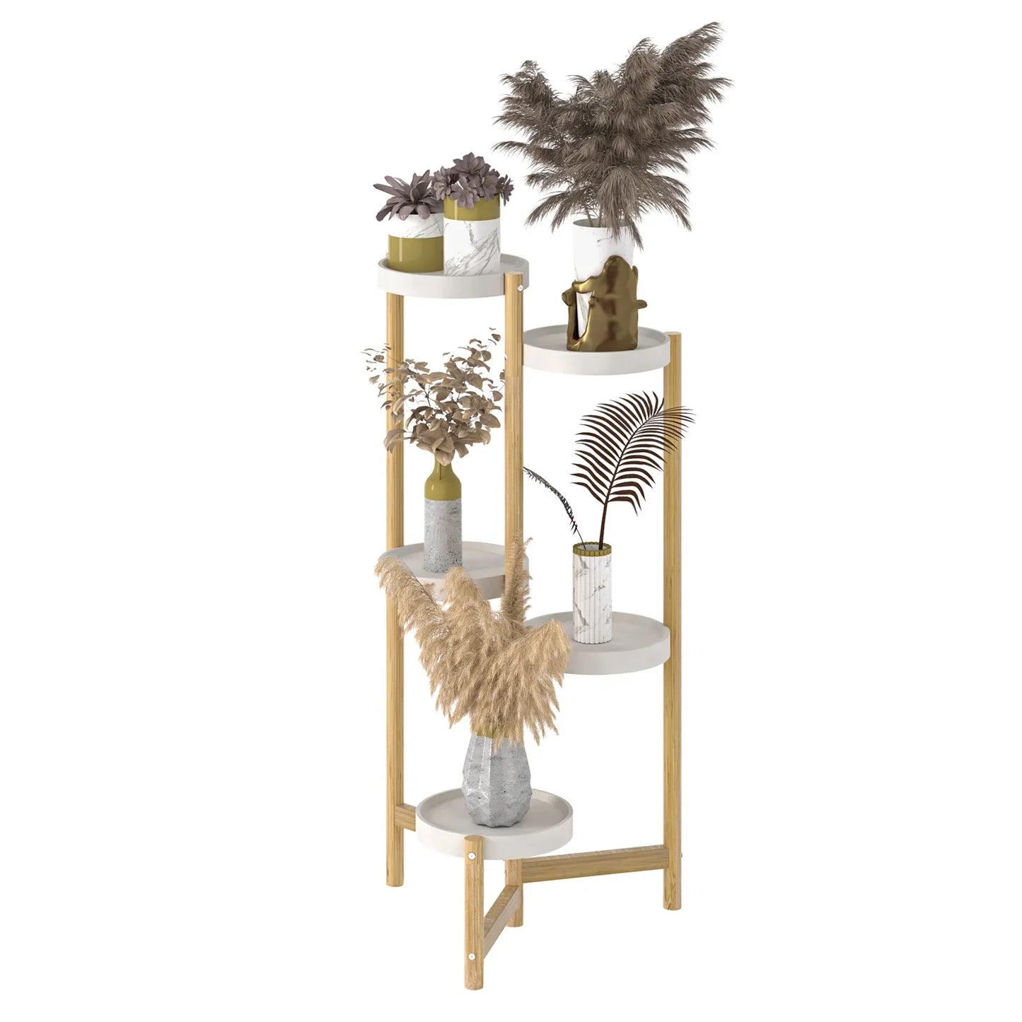 DecorBites™ 5-Tier Bamboo Plant Stand for Indoor and Outdoor