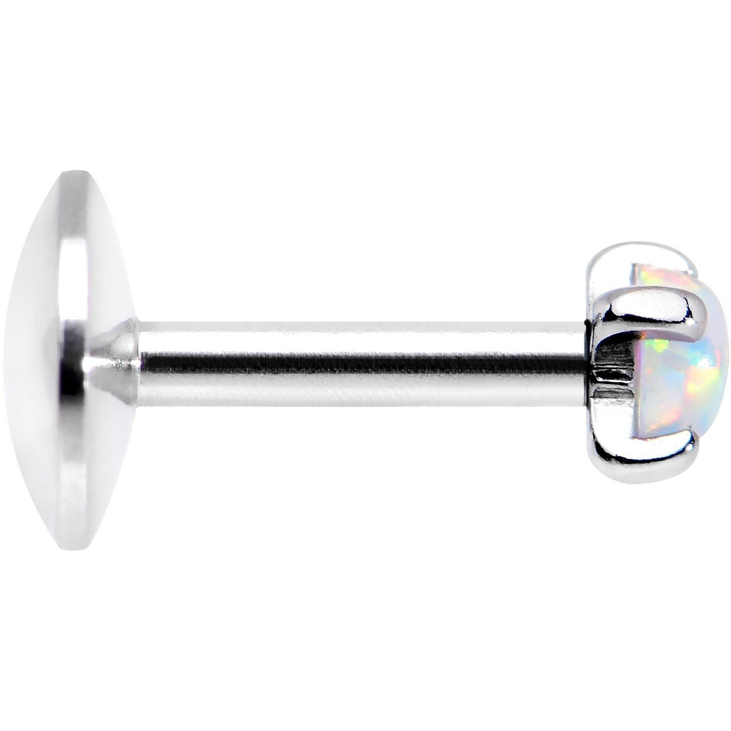16G 1/4 White 2.5mm Synthetic Opal Prong Set Tragus Earring