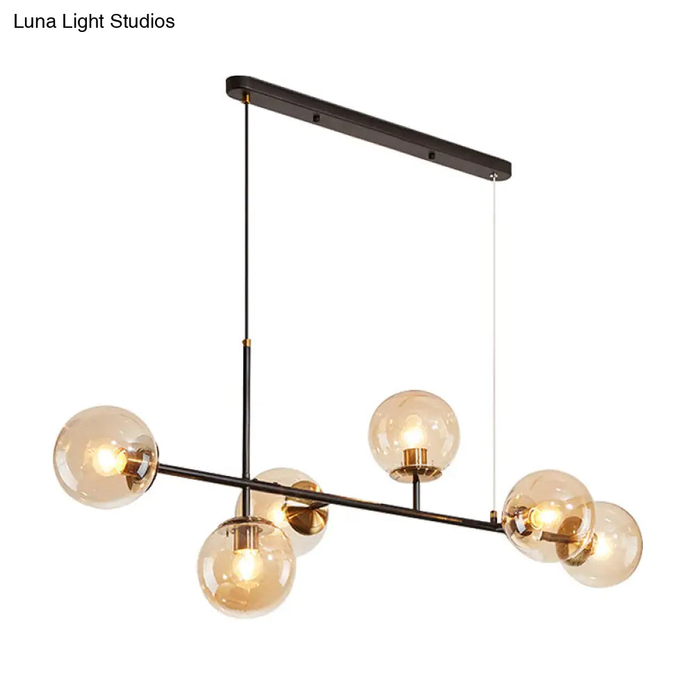 DecorBites™ 6-Light Industrial Island Pendant with Amber/Milky White/Blue Gradient Glass Shades & Adjustable Cord