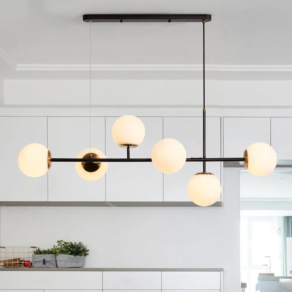 DecorBites™ 6-Light Industrial Island Pendant with Amber/Milky White/Blue Gradient Glass Shades & Adjustable Cord