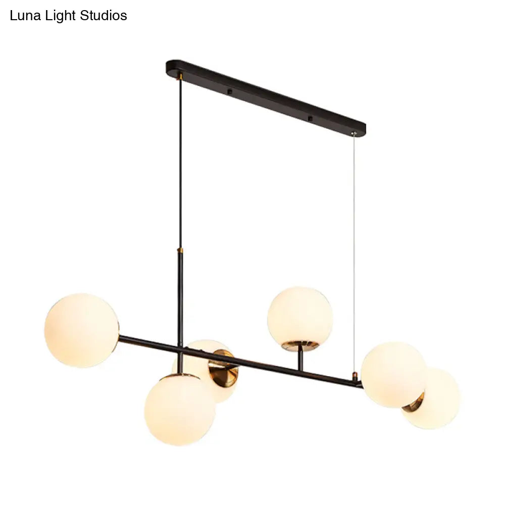 DecorBites™ 6-Light Industrial Island Pendant with Amber/Milky White/Blue Gradient Glass Shades & Adjustable Cord