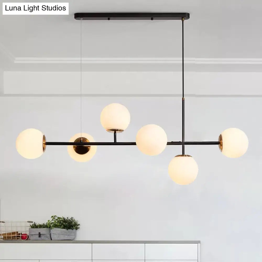 DecorBites™ 6-Light Industrial Island Pendant with Amber/Milky White/Blue Gradient Glass Shades & Adjustable Cord