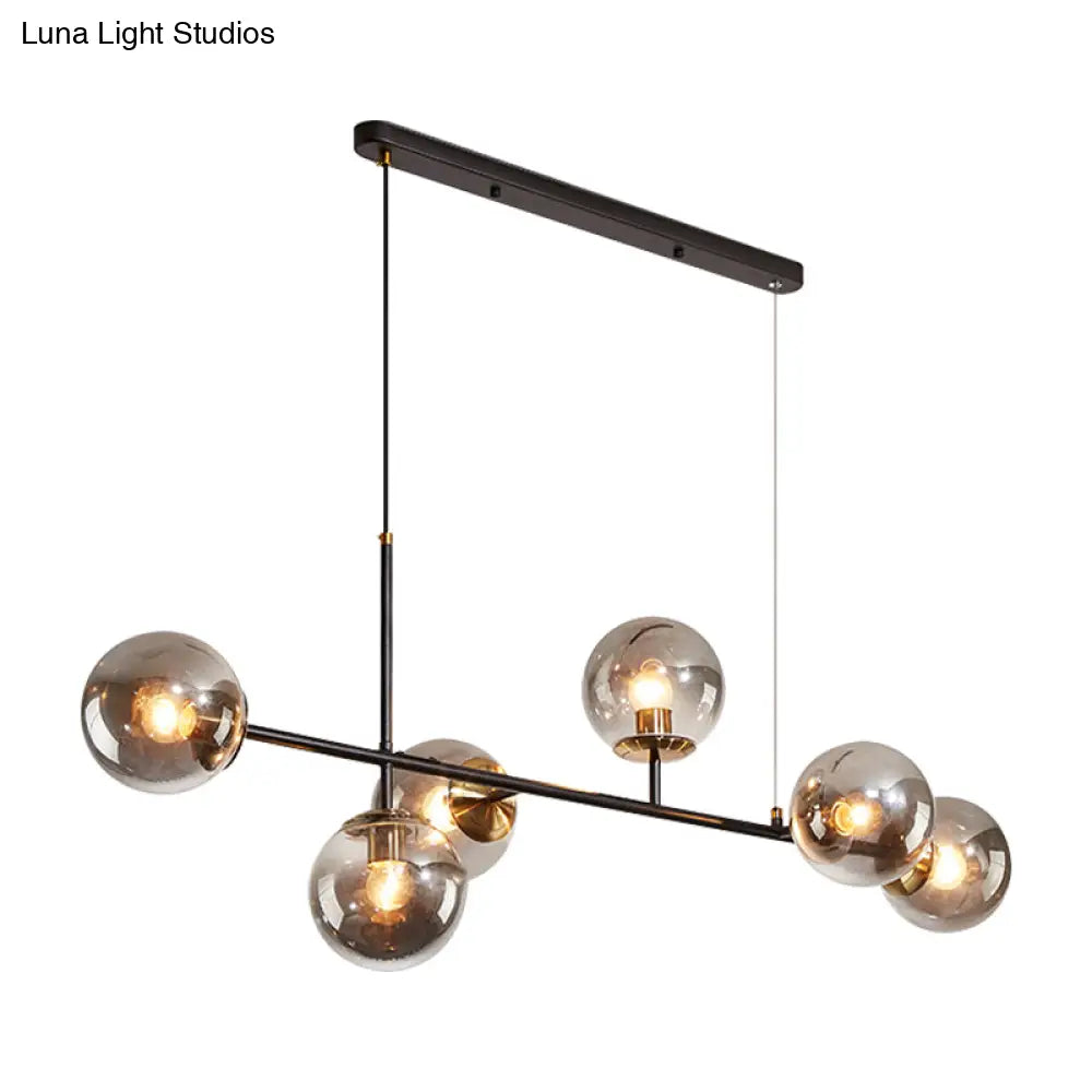 DecorBites™ 6-Light Industrial Island Pendant with Amber/Milky White/Blue Gradient Glass Shades & Adjustable Cord
