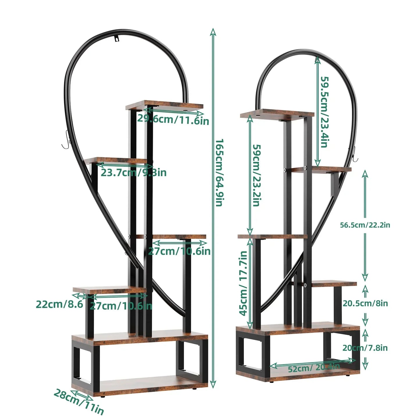 DecorBites™ 6-Tier Half Heart Metal Plant Stand
