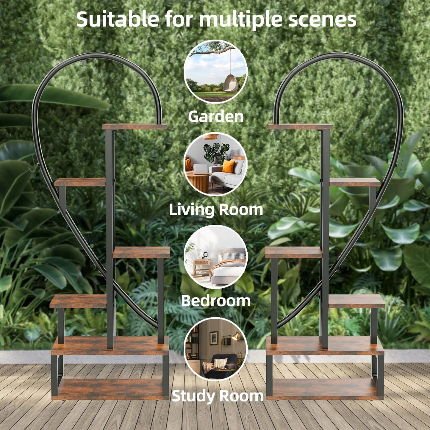 DecorBites™ 6-Tier Half Heart Metal Plant Stand