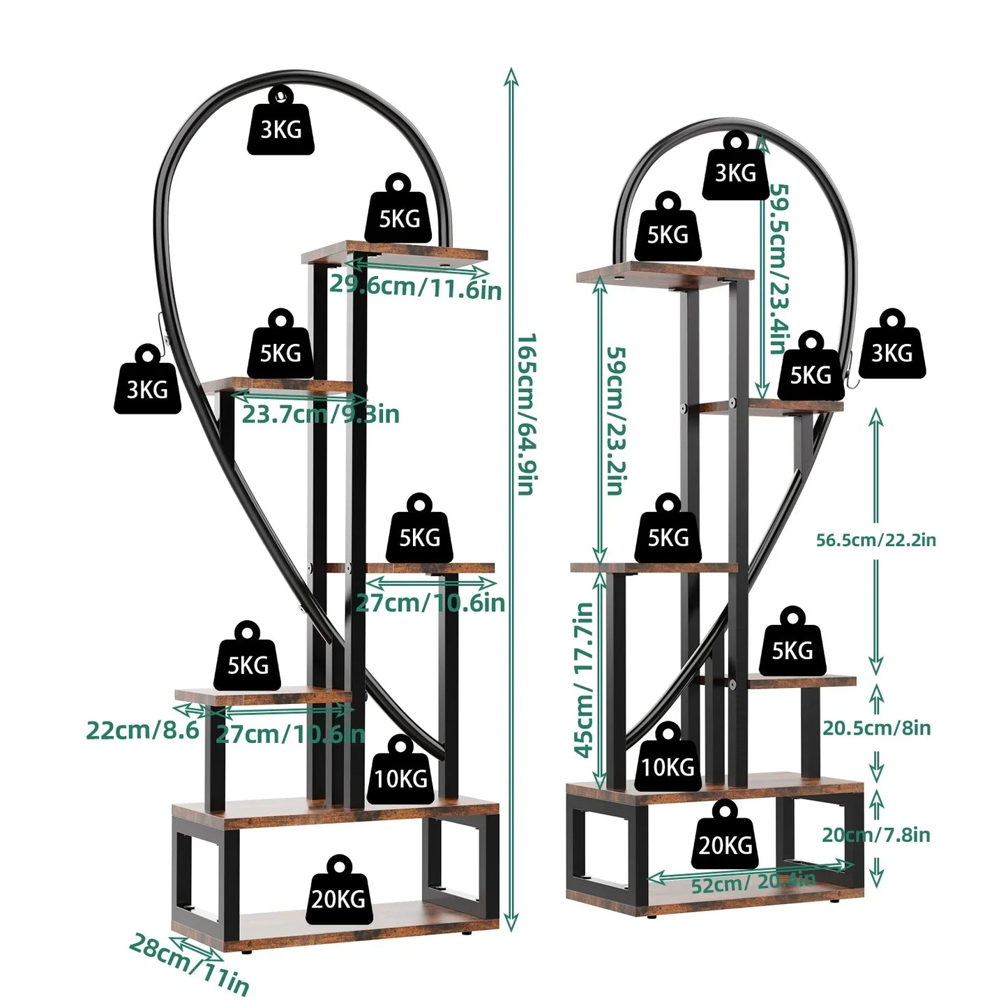 DecorBites™ 6-Tier Half Heart Metal Plant Stand