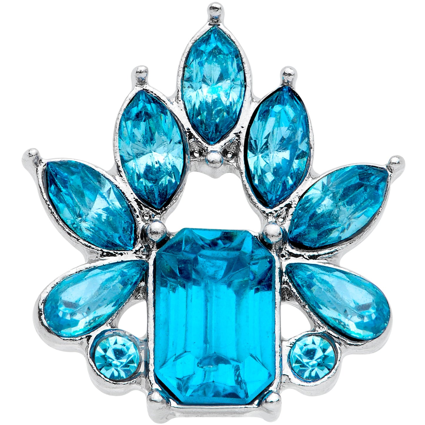 16G 1/4 Aqua Gem Tiara Flower Cartilage Tragus Earring