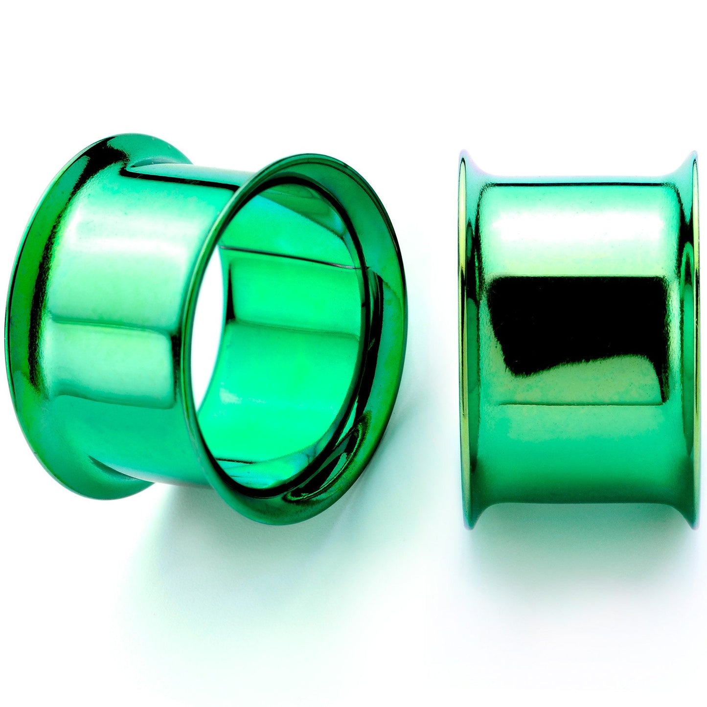 Green Anodized Steel Double Flare Tunnel Plug Set 4mm-16mm