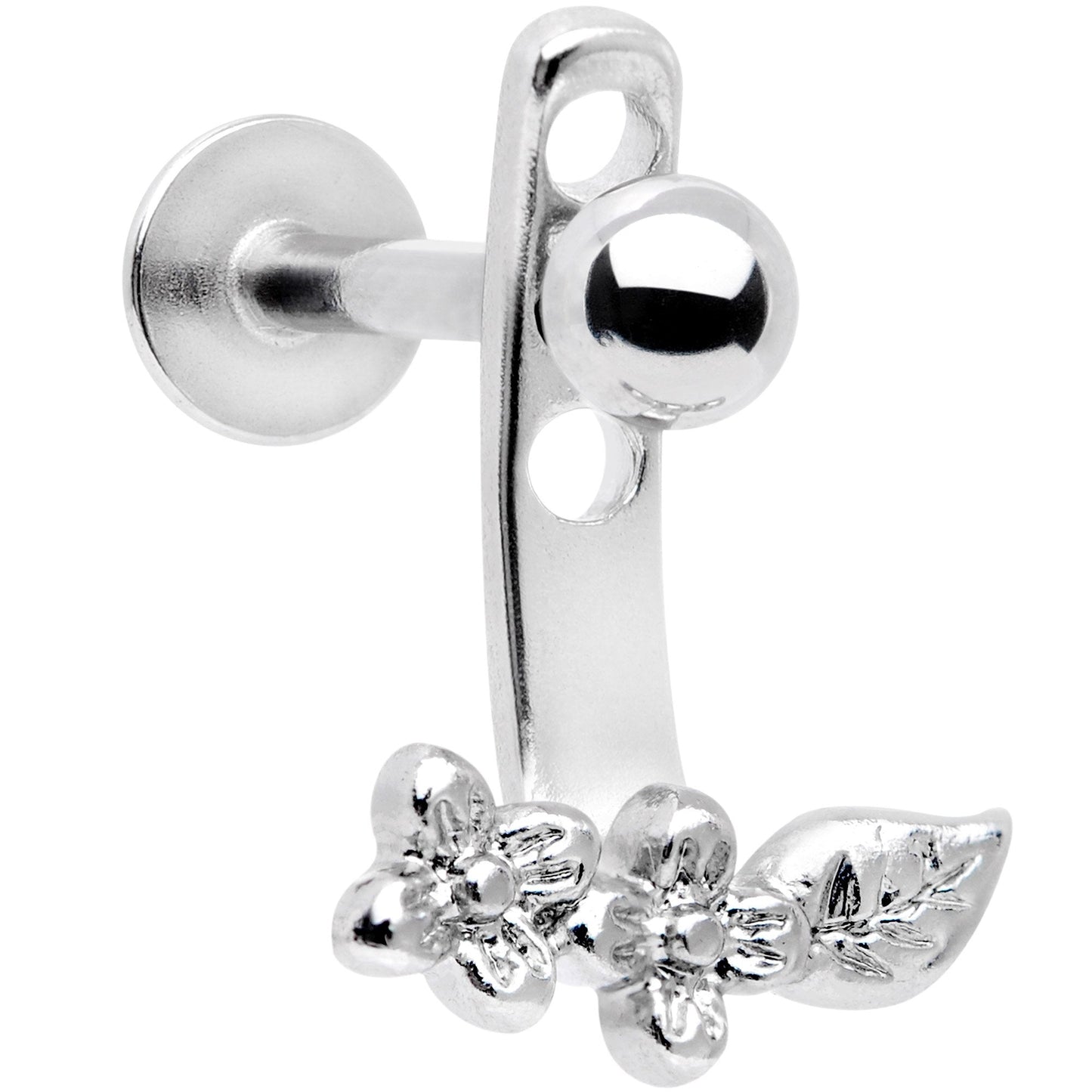 16G 3/8 Leafy Flowers Dangle Cartilage Tragus Helix Piercing
