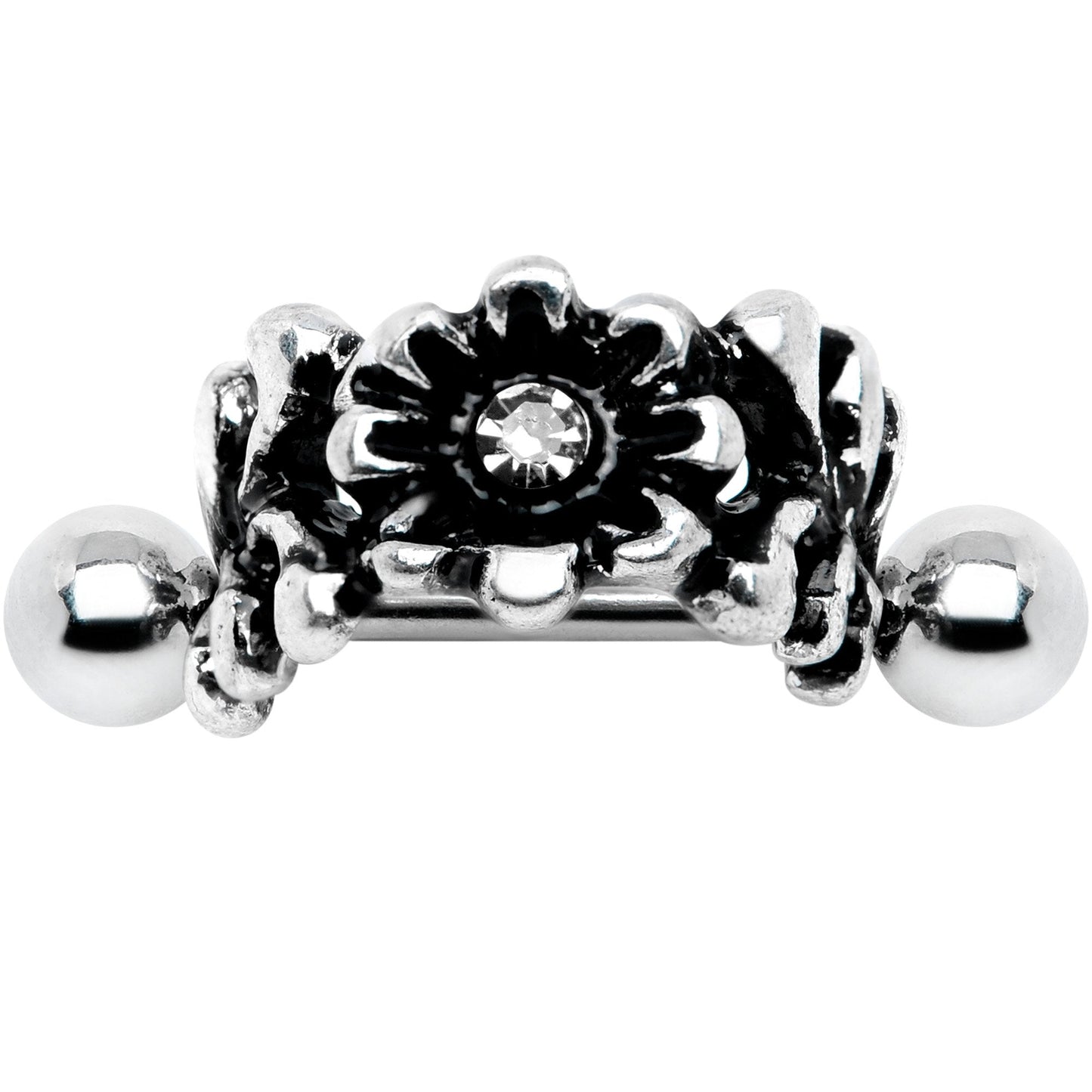 16G 3/8 Clear Gem Floral Wreath Cuff Cartilage Earring