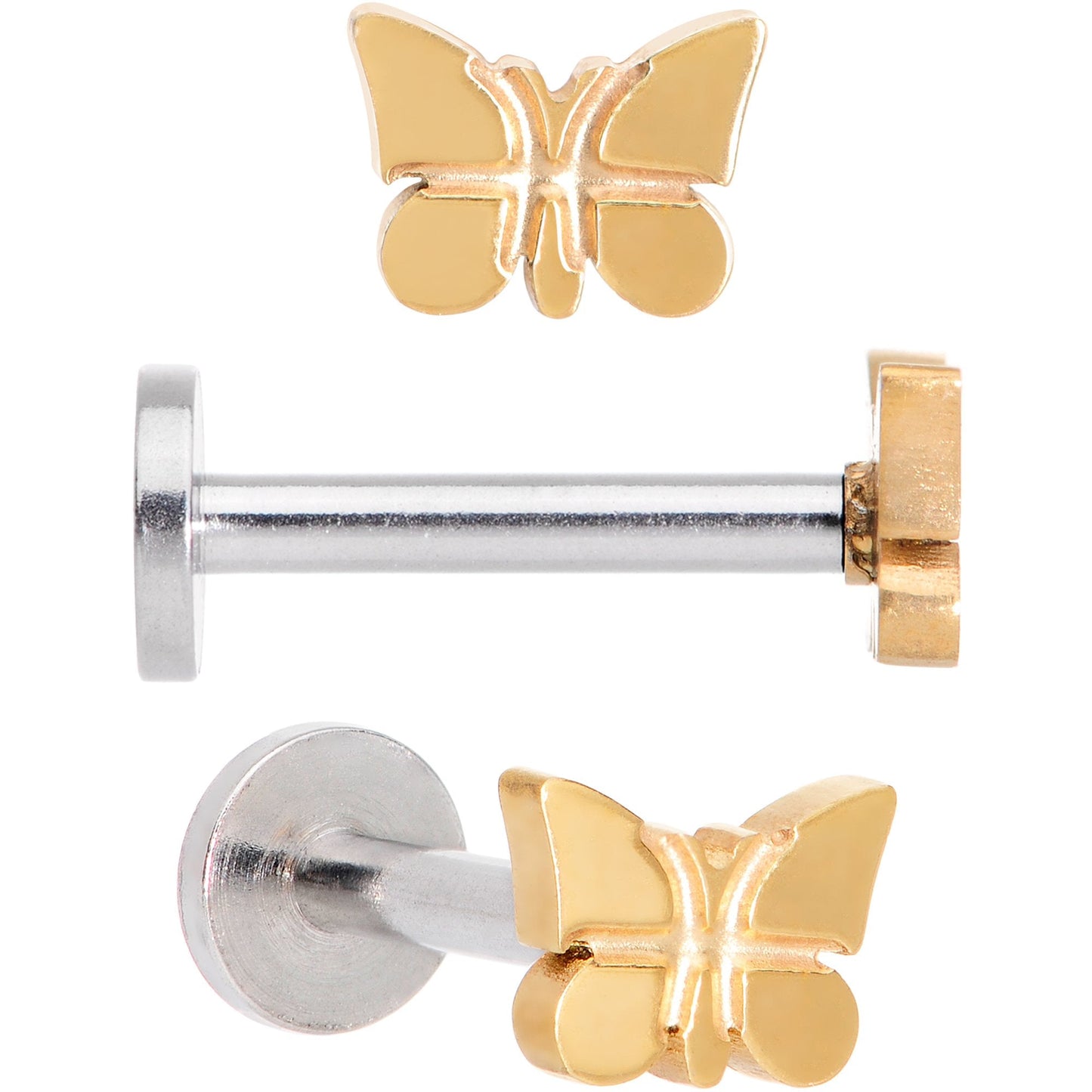 16G MultiColor Internally Threaded Butterfly Labret Set of 4