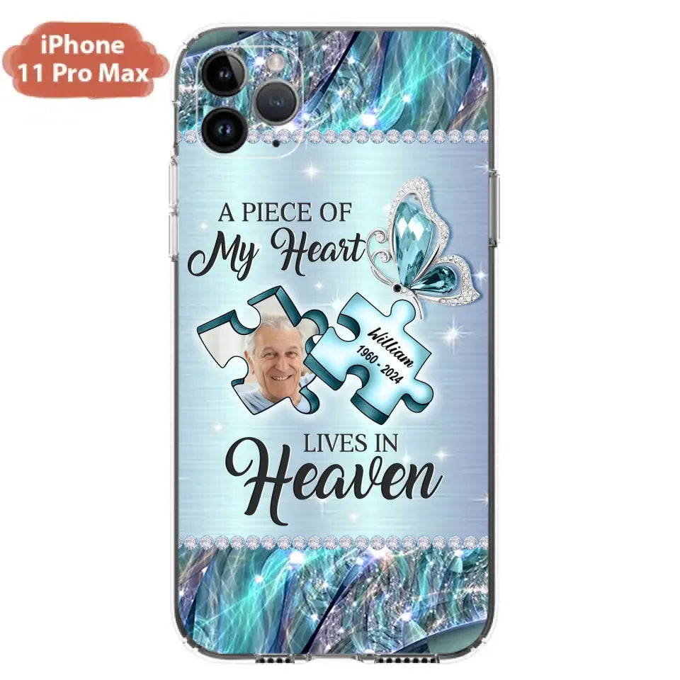 Personalized Memorial Photo Phone Case - Memorial Gift Idea for Father's Day - A Piece Of My Heart Lives In Heaven - Case for iPhone/Samsung