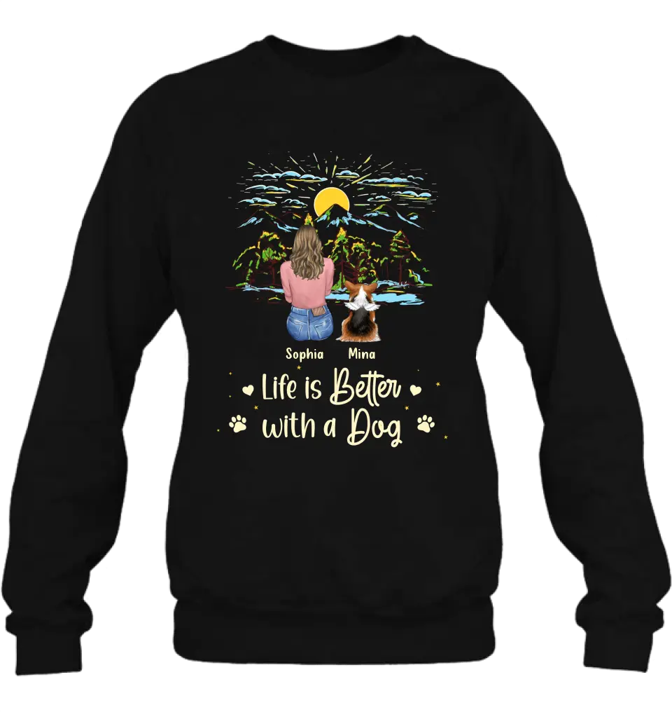 Personalized Pet Shirt/Hoodie - Up to 4 Dogs/Cats/Rabbits - Gift Idea For Pet Lover/Father's Day/Mother's Day - Life Is Better With Dogs