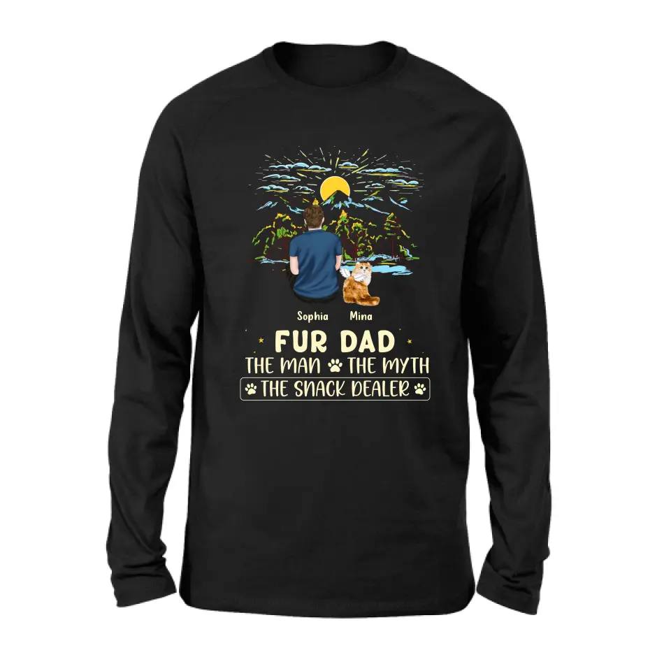 Personalized Cat Dad Shirt/Hoodie - Up to 4 Cats - Gift Idea For Father's Day/Cat Lover - Fur Dad The Man The Myth The Snack Dealer