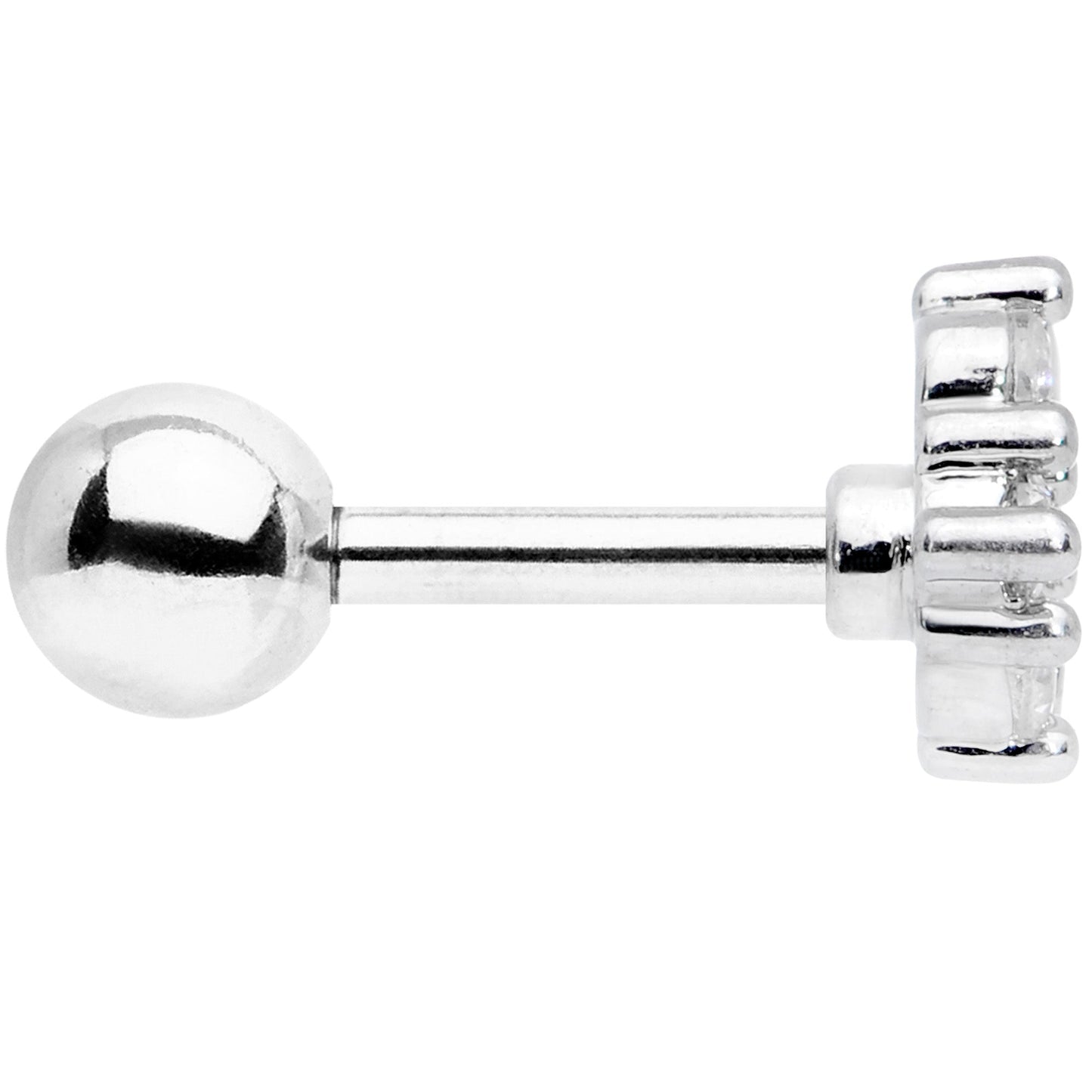 16G 1/4 Clear CZ Gem Curve Cat Cartilage Tragus Earring