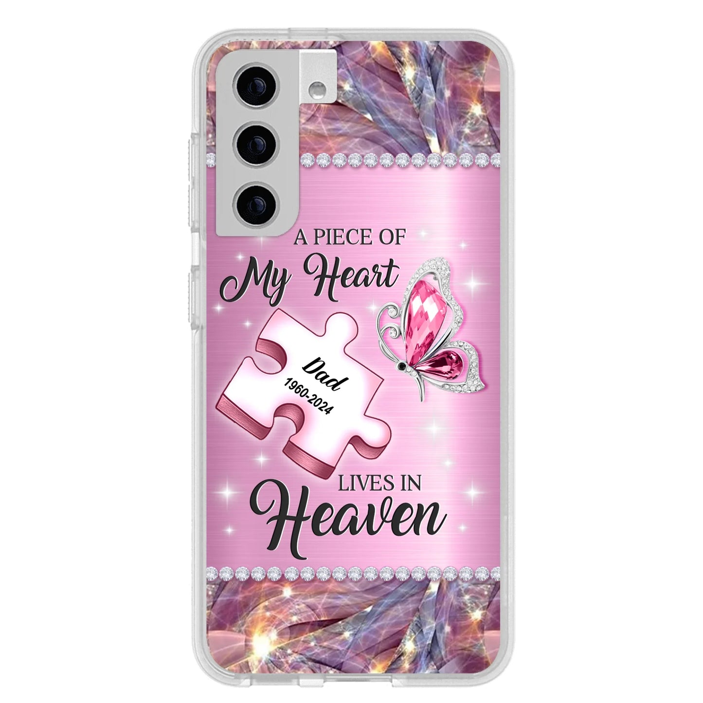 Custom Personalized Memorial Piece Phone Case - Memorial Gift Idea for Father's Day - A Piece Of My Heart Lives In Heaven - Case for iPhone/ Samsung