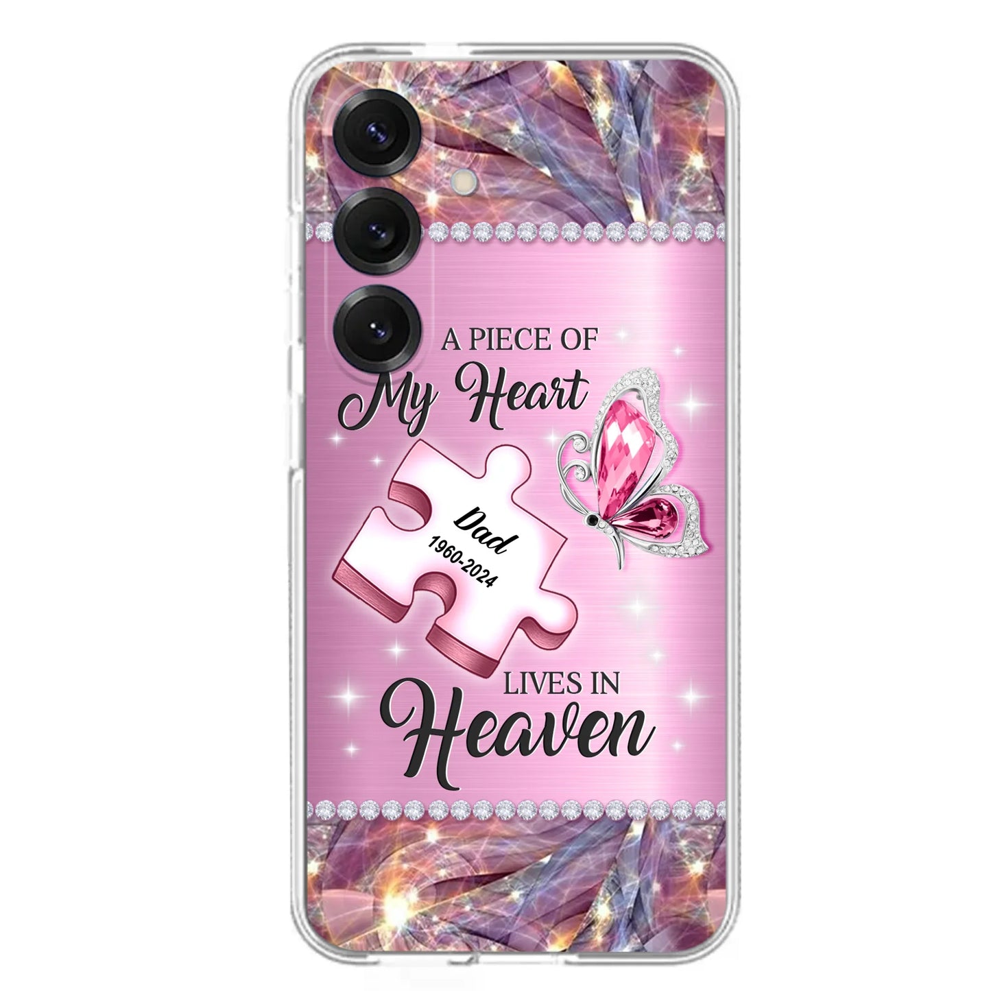 Custom Personalized Memorial Piece Phone Case - Memorial Gift Idea for Father's Day - A Piece Of My Heart Lives In Heaven - Case for iPhone/ Samsung