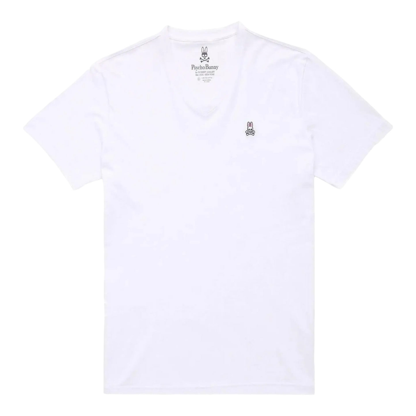 Psycho Bunny Classic V-Neck Men Big and Tall Tee Shirt White