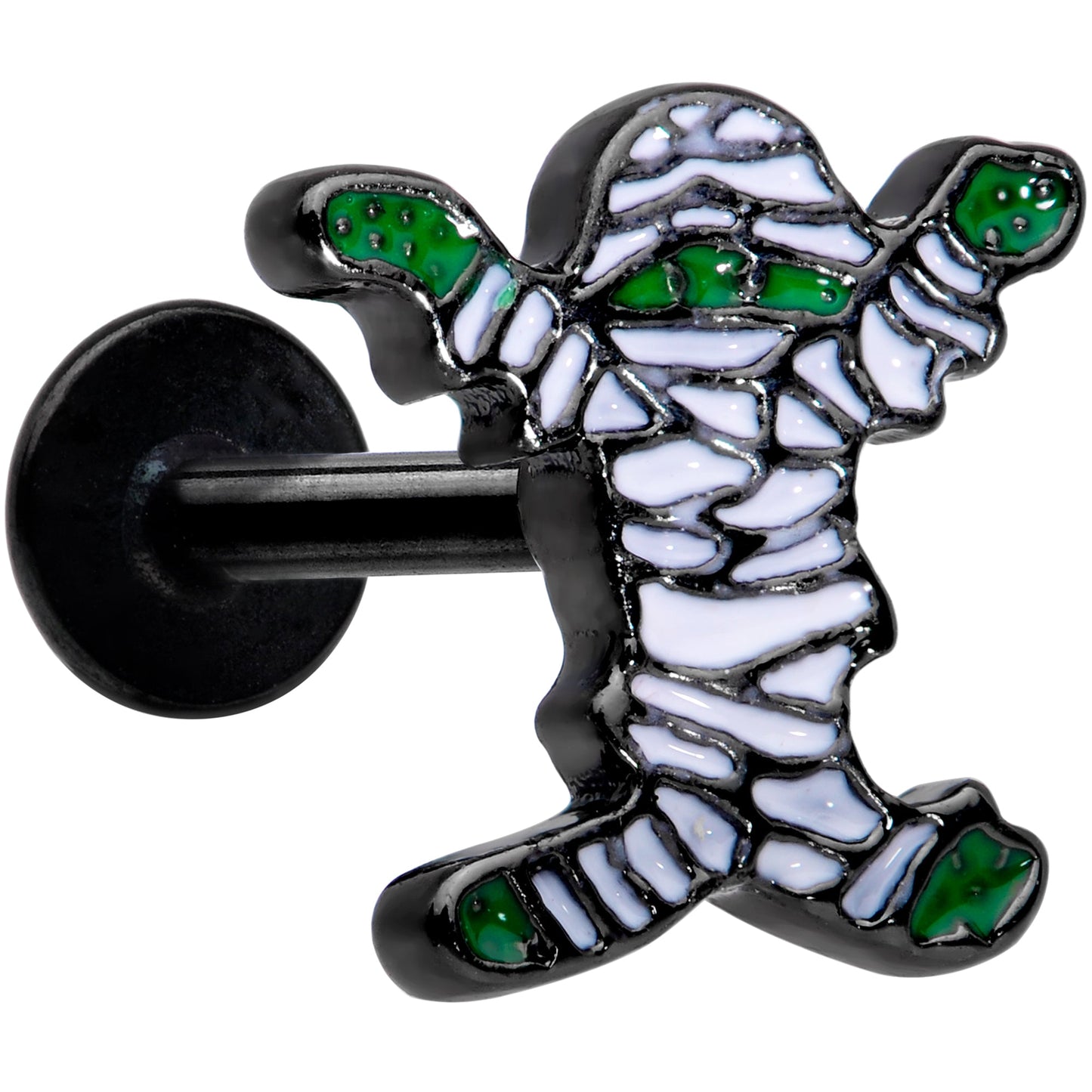 16G 5/16 Black Green Mummy Halloween Labret Monroe Tragus