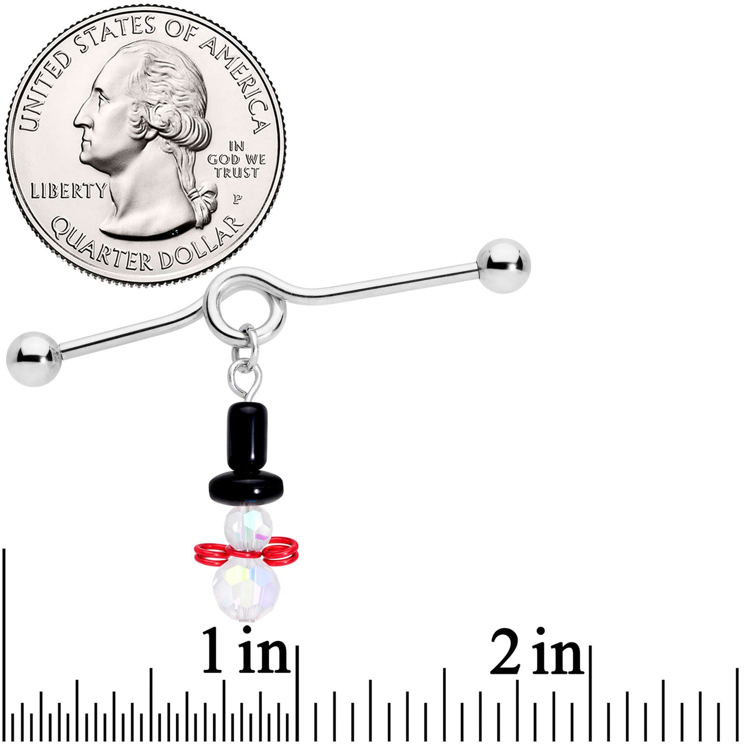 14G Aurora Gem Snowman Christmas Dangle Project Bar 38mm