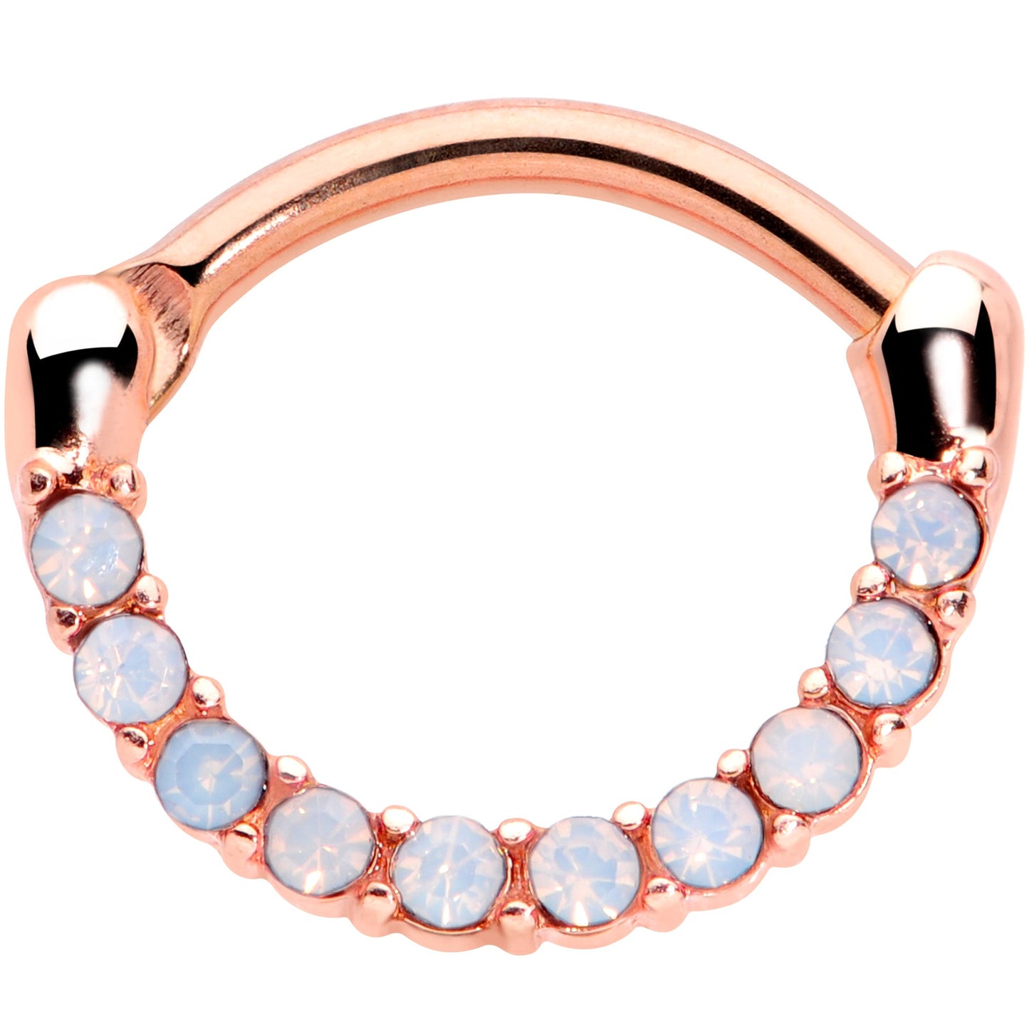 16G 5/16 Aurora Gem Rose Gold Tone Paved Cartilage Clicker