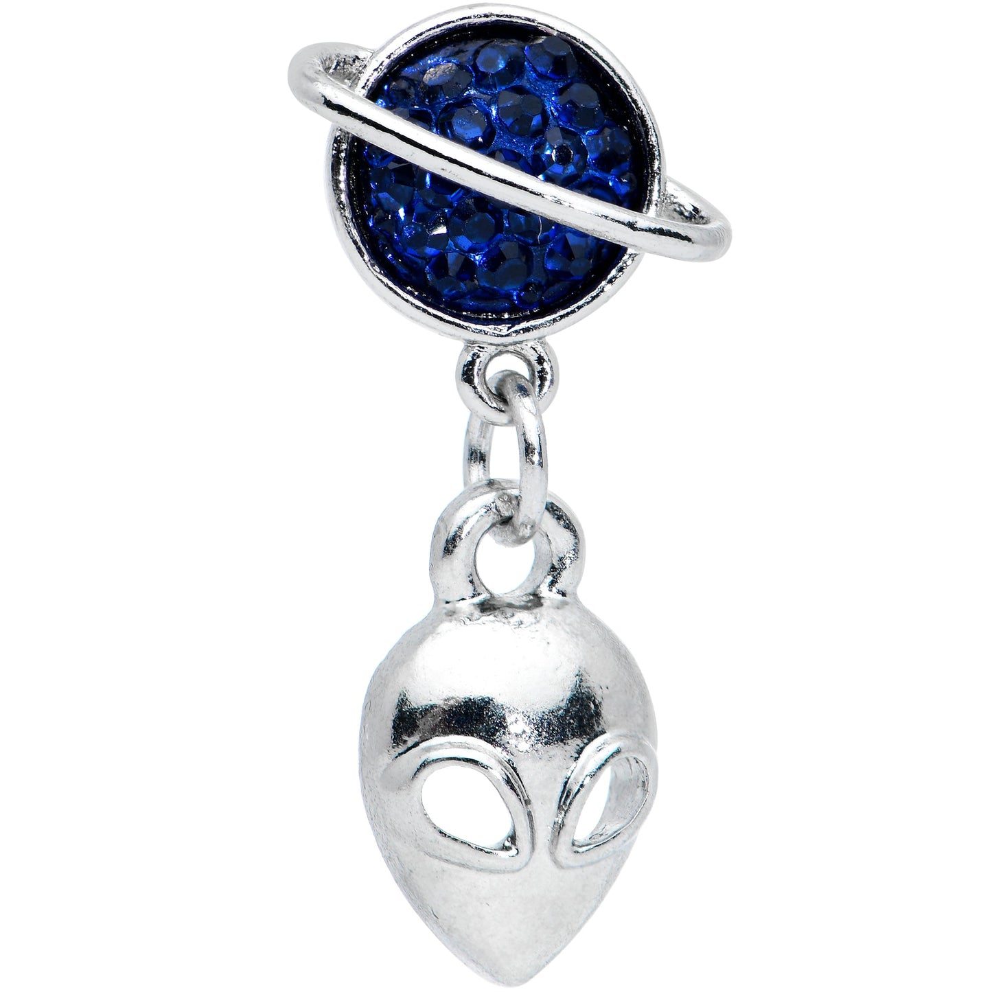 16G 1/4 Alien Blue Planet Dangle Labret Monroe Tragus