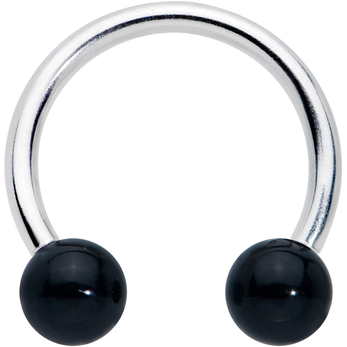 16G 3/8 Black Stone Ball End Internally Threaded Horseshoe