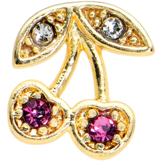 16G 1/4 Clear Purple Gem Gold Tone Very Cherry Cartilage Tragus