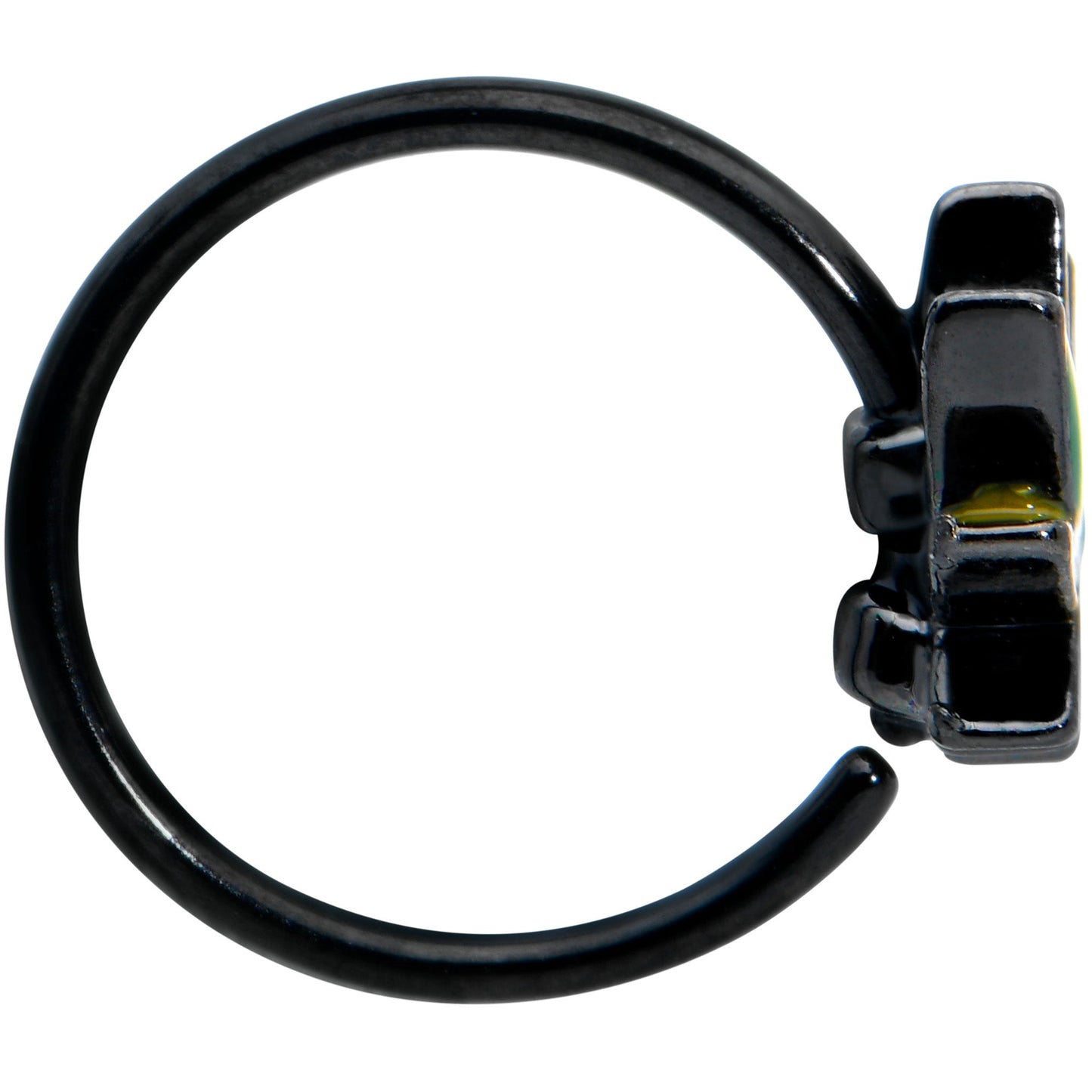 20G 5/16 Black Multicolor Pot Leaf Nose Hoop