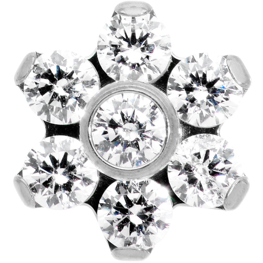 16G 5/16 Clear CZ Gem G23 Titanium Flower Labret Monroe Tragus